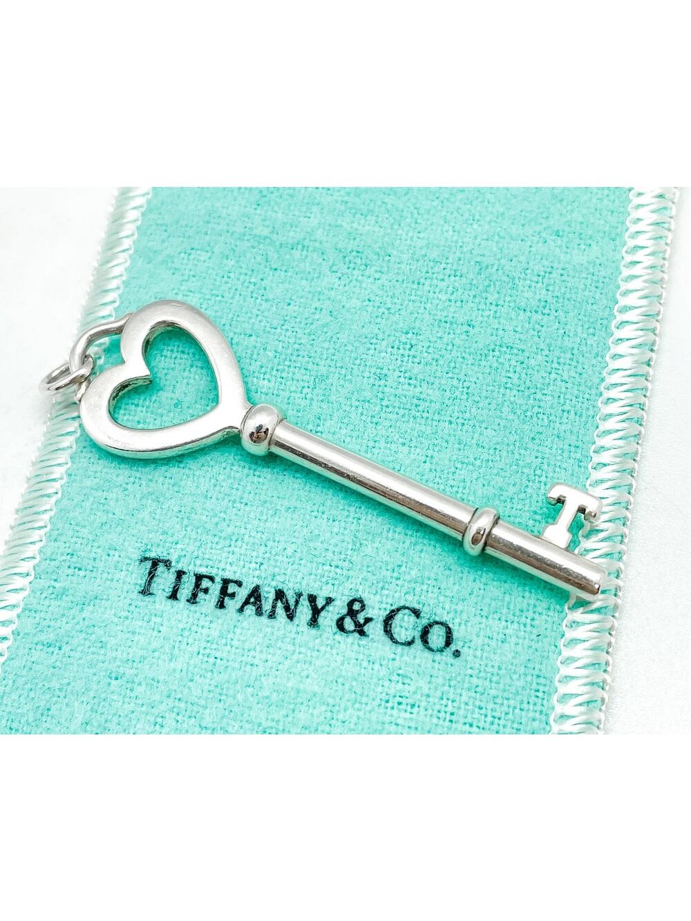 Tiffany & Co. Large Heart Key Pendant Charm Sterling Silver